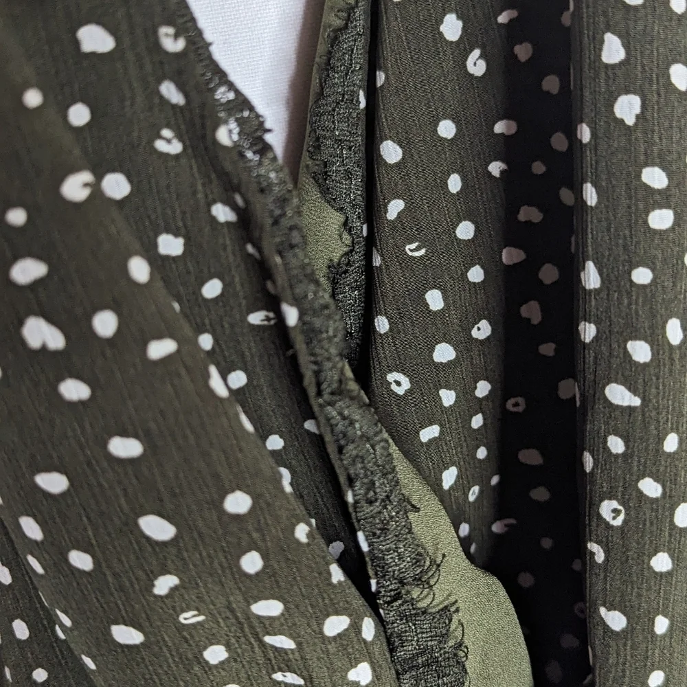 Escape by Blu Pepper Forest‎ Green Polka Dot Sz Large Bodysuit Halter Tie